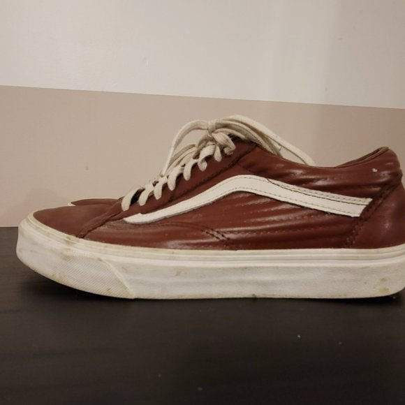 Leather Maroon and White Vans - Picture 3 of 3
